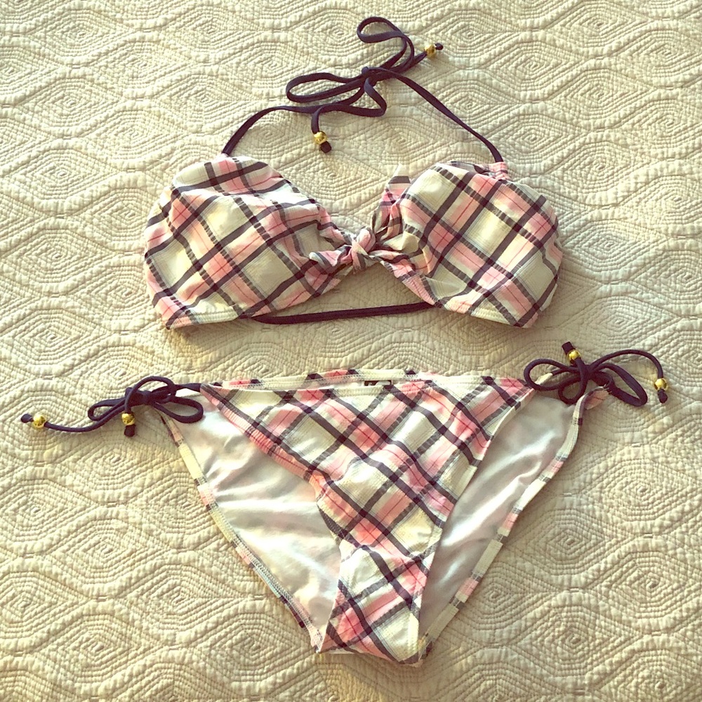 Pink & Blue Plaid Bikini
